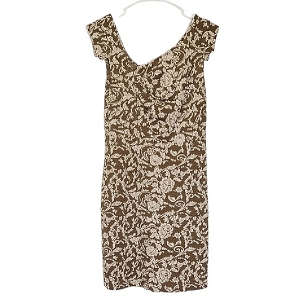 1218 * Anthropologie Trinity Floral Dress Green Brown Size L